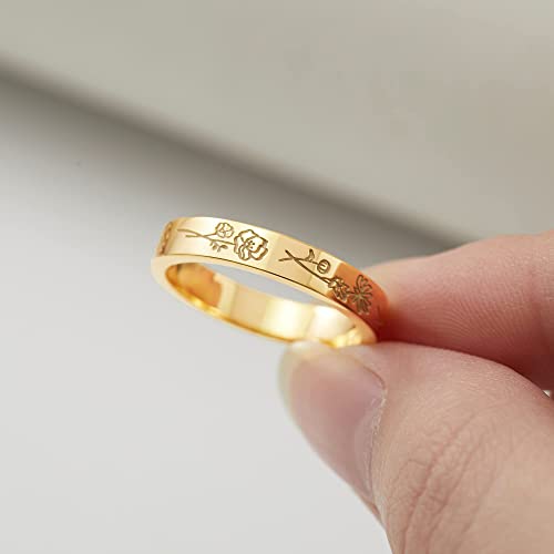 Birth Month Flowers Ring, Family Floral Ring