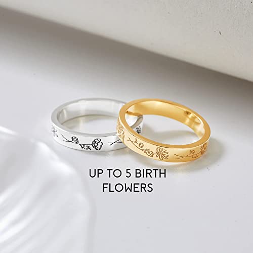 Birth Month Flowers Ring, Family Floral Ring