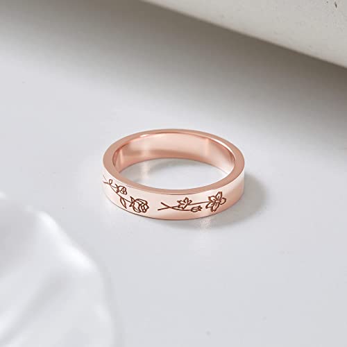 Birth Month Flowers Ring, Family Floral Ring